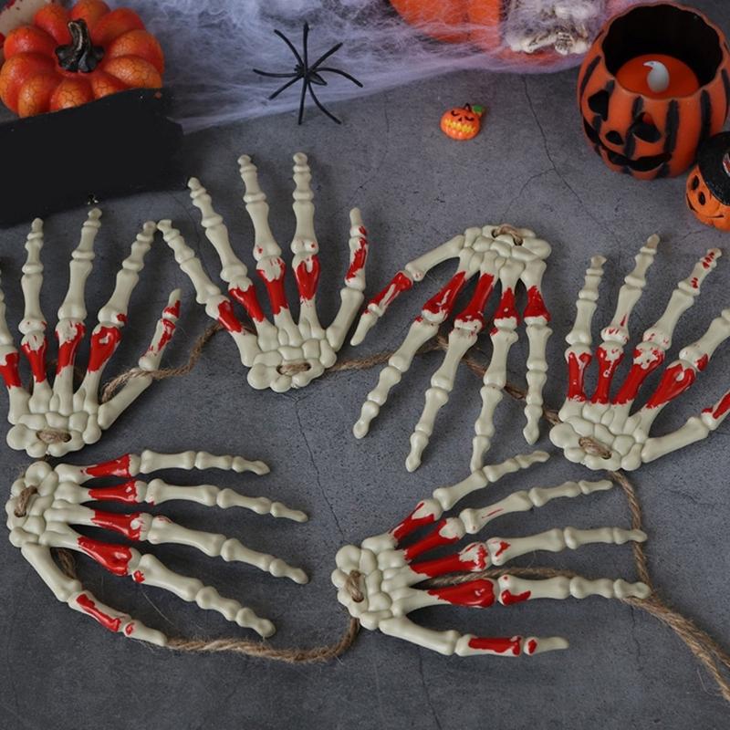 Halloween Skeleton Hands Realistic Life Size Severed Human Hand Bone Plastic Skeleton Hands Halloween Decorations Props