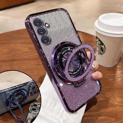 Pouzdro Samsung S24FE Luxury s držákem Glitter Case Pro Samsung Galaxy A15 A25 A35 A24 A14 S23 Plus Note20 Ultra A52 držák pouzdra