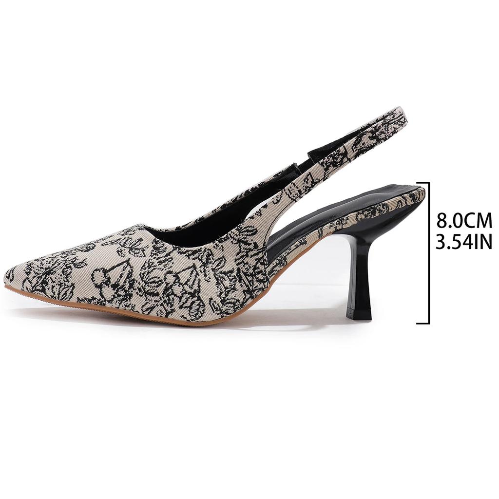 Fashion Women's Sandals 2025 Summer New Pointed Toe Closed Toe Embroidered High Heels Thin Heel Fashion Sandals Sandalias De Mujer