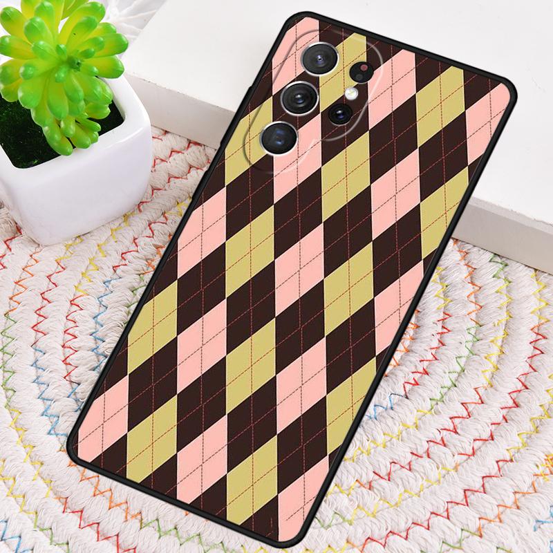 Red And Green Argyle Pattern Phone Case For Samsung Galaxy note 10 pro S26 S25 S24 S23 S22 Ultra Plus S21 FE S20 Cover