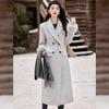 Bailuyu Women's Elegant Slim Fit Double-Breasted Long Wool Coat