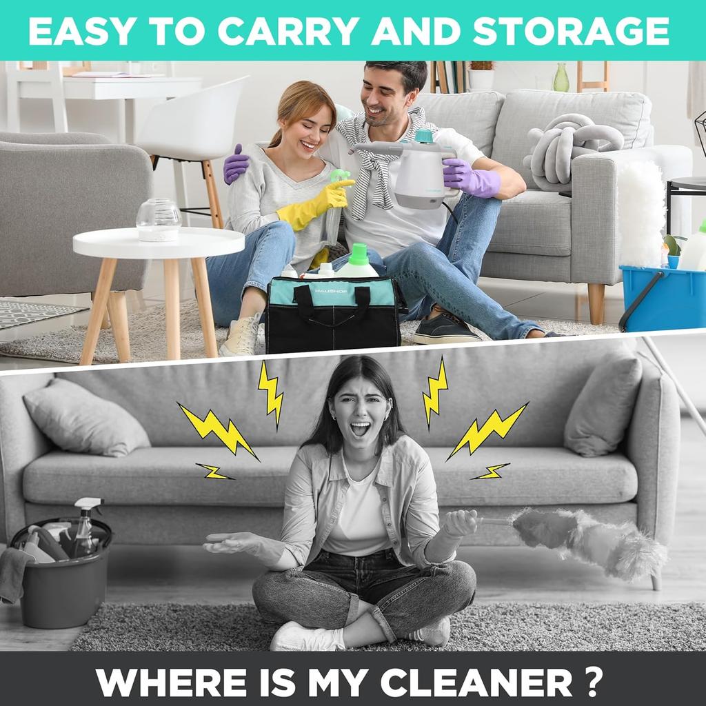 Handheld Steam Cleaner with 11 Accessories, Multi-Purpose for Floor, Car, Upholstery, Grout & Grease