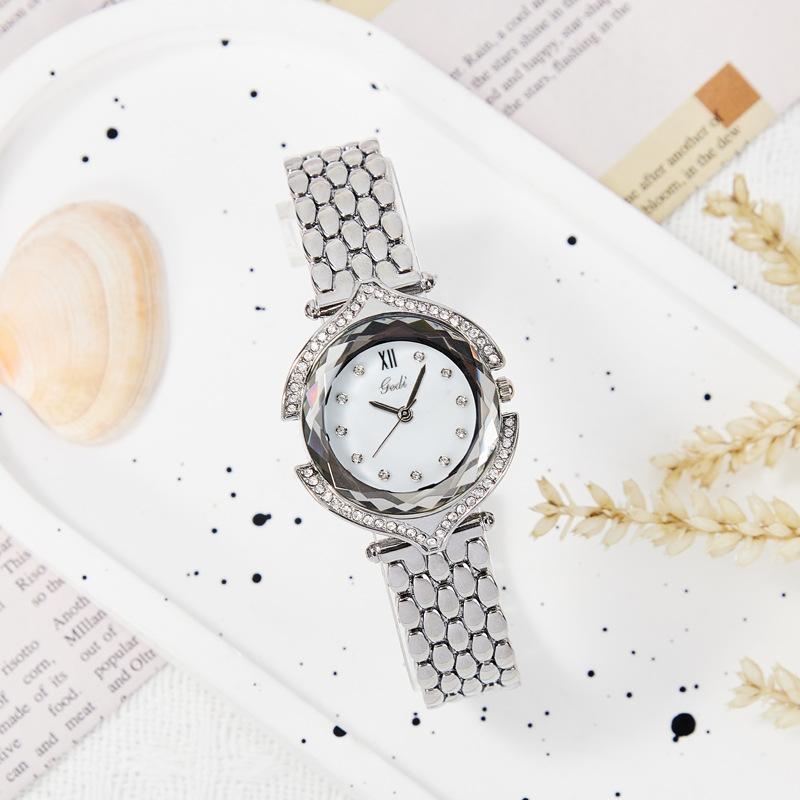 Steel Belt Watch Women'S Diamond-Encrusted Alloy Quartz Watch Niche Light Luxury Waterproof Watch