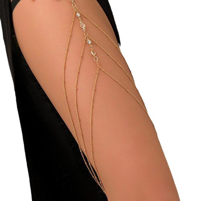 Gold Multi-Chain Diamond Thigh Jewelry for Women