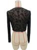 Spring Elegant Women's Transparent Mesh Flocking Front Tie Long Sleeve Top Versatile Closet Essential Fashion Items Shirt