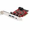 PCI Express Card - StarTech - PEXUSB312A1C1H - 2x USB-A 3.2 Gen 2 - 1x USB-C 3.2 Gen 2 - Red