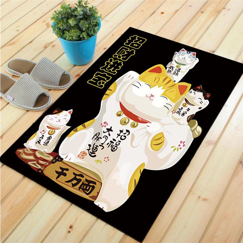 Fortune Cat Floor Mat Living Room Carpet Decor Kitchen Bedroom Doormat  Footpad