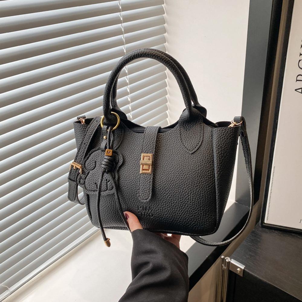 Chic Slant Cross Bucket Bag Cute Women's Tote Bag Korean PU Leather Shoulder Bag  Female