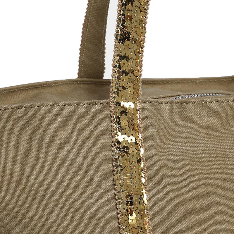 Bolso Tote de Lona Vintage con Lentejuelas Bolso de Hombro de Gran Capacidad Bolso de Mano Versátil para Desplazamientos para Mujeres Regalos