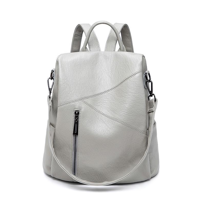 Women's 2025 Spring Fashion Leather Anti-Theft Patchwork Cowhide Backpack