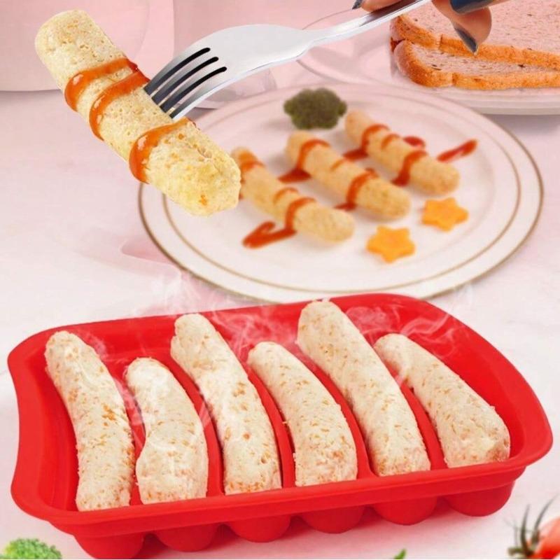 Silicone Sausage Mold DIY Homemade Hot Dog Burger Molds Non-Stick Oven/Microwave Safe Reusable Baking Accessories for Cakes Pies