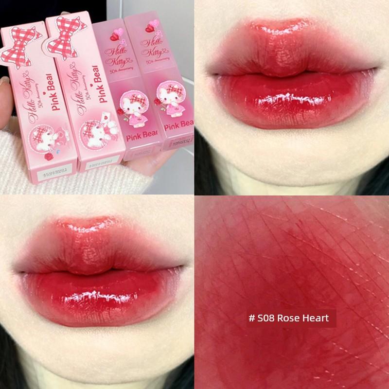 Pinkbear Leather Bear Half Fish Cooperation Ugly Fish Gift Box Hellokitty Lipstick S05 Lip Lacquer Joint Name