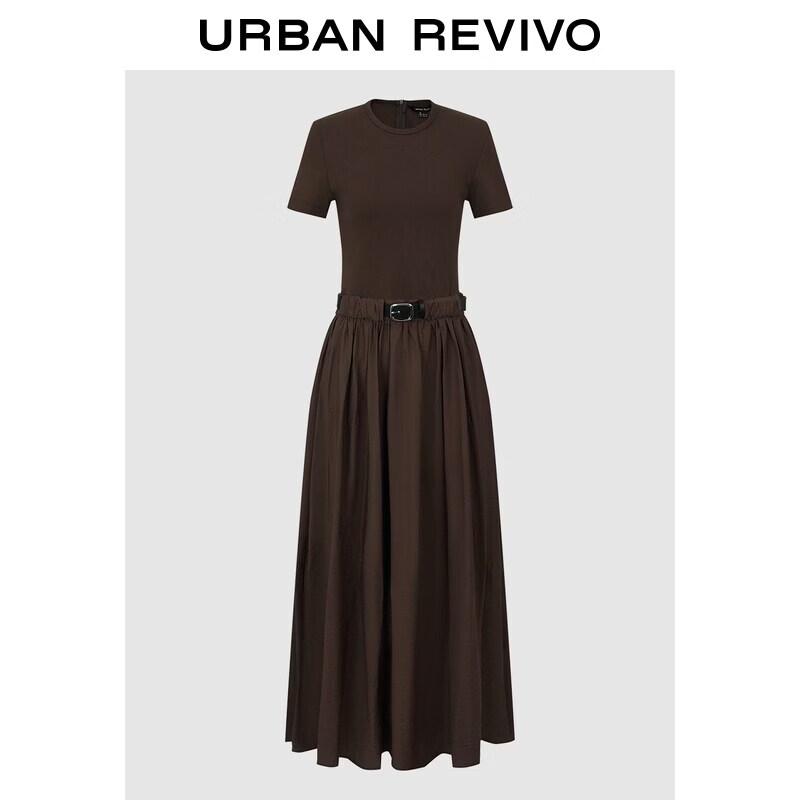 UR2026 Women s Summer Pleated A-Line Dress with Belt XS