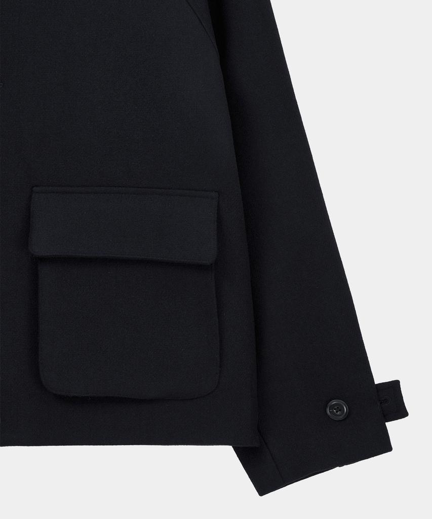 Lettercomo City Boy Half Short Wool Coat Black