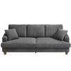 Grand Canapé 3 Places en Velours Côtelé Gris,Canapé Scandinave avec 3 coussins et 2 oreillers pour le salon,220×76×84cm