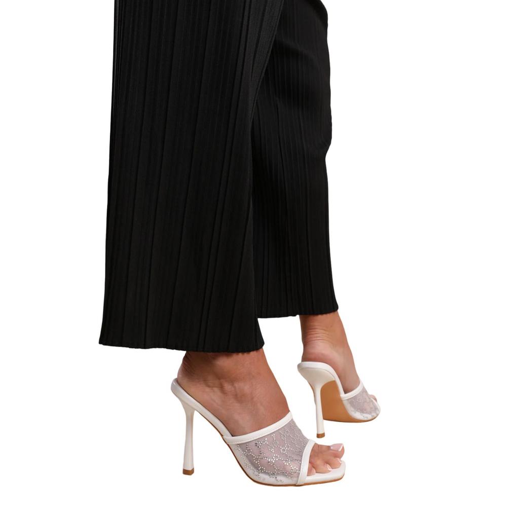 Where's That From Womens/Ladies Lisbon Diamante Mesh Peep Toe Mules