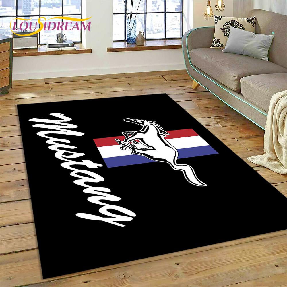 Classics 3D F-Ford GTR Mustang Car Rug Carpet for Living Room Bedroom Home Decor,Floor Mat Non-slip Decoration for Sofa Doormat