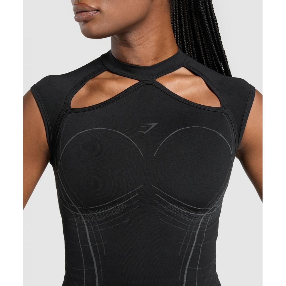 Gymshark Apex Seamless Midi T shirT Black graphiTe Grey b3b1T Bb29