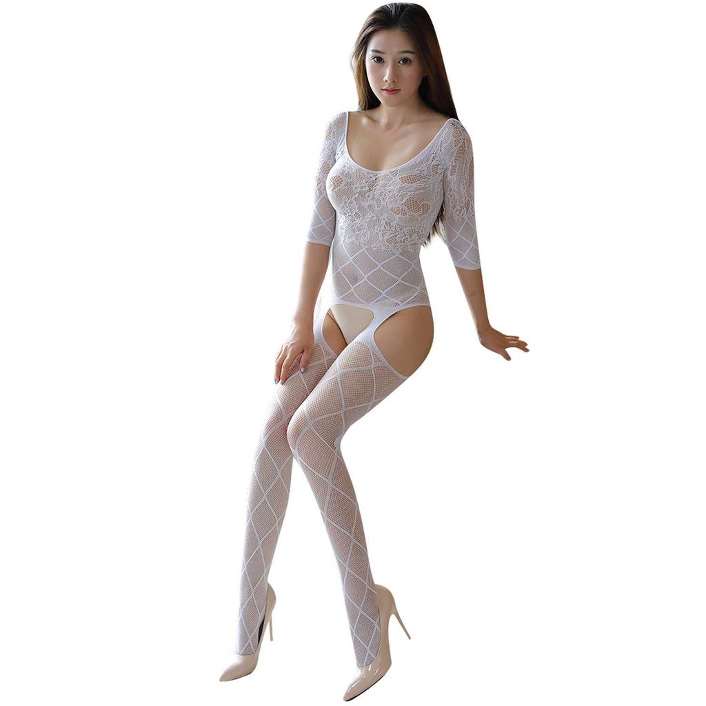 Byuuu Body Open Full Body Sheer Attractive Seductive Stockings, Sexy, Perforated, See-through, Crotch, Sexy, Tights, Underwear, Women's, Lace, Bra,
