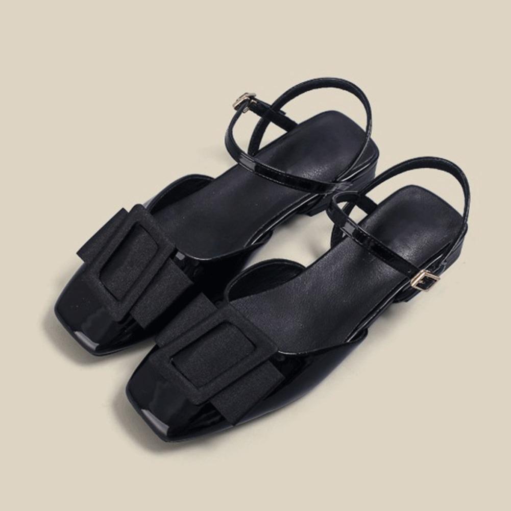 Fashion Elegant French Style Bow Women's Sandals Summer 2025 New Red Mary Jane Shoes Thick Heel Wedding Shoes Polyurethane Face Material