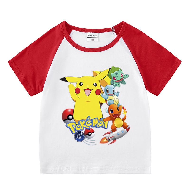 Pikachu Kids' Summer 2023 Short Sleeve T-shirt & Shorts Two-Piece Set