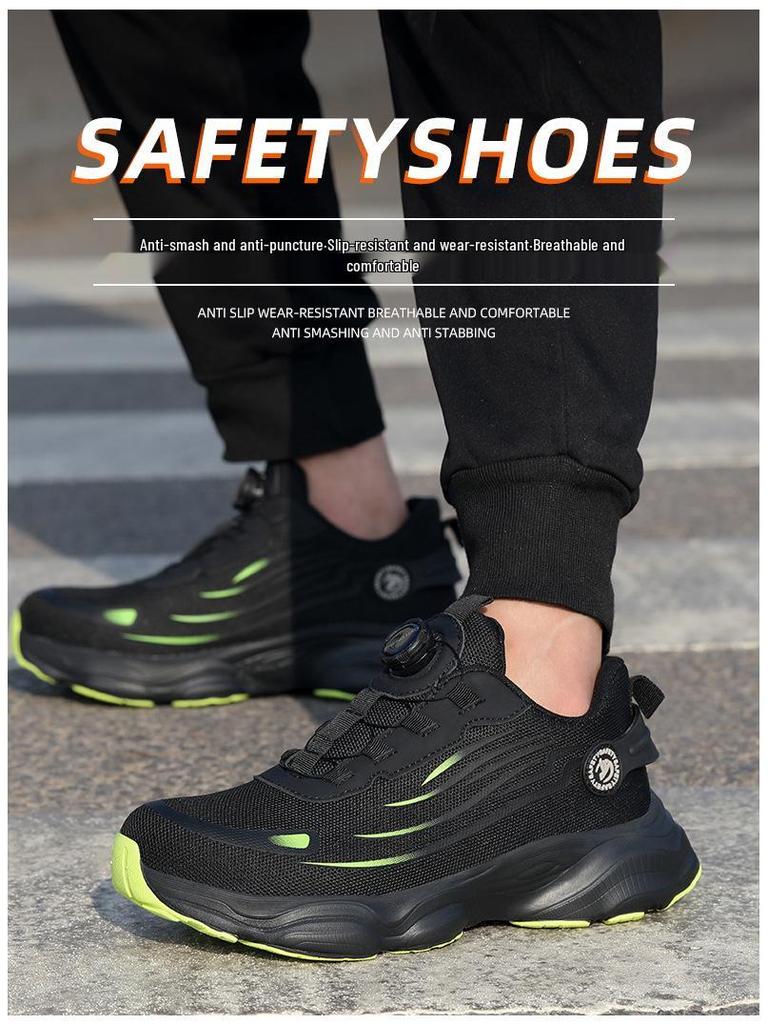 Steel Toe Breathable Fly-Knit Safety Shoes: Lightweight, Anti-Smash & Anti-Puncture with Convenient Rotary Fastening