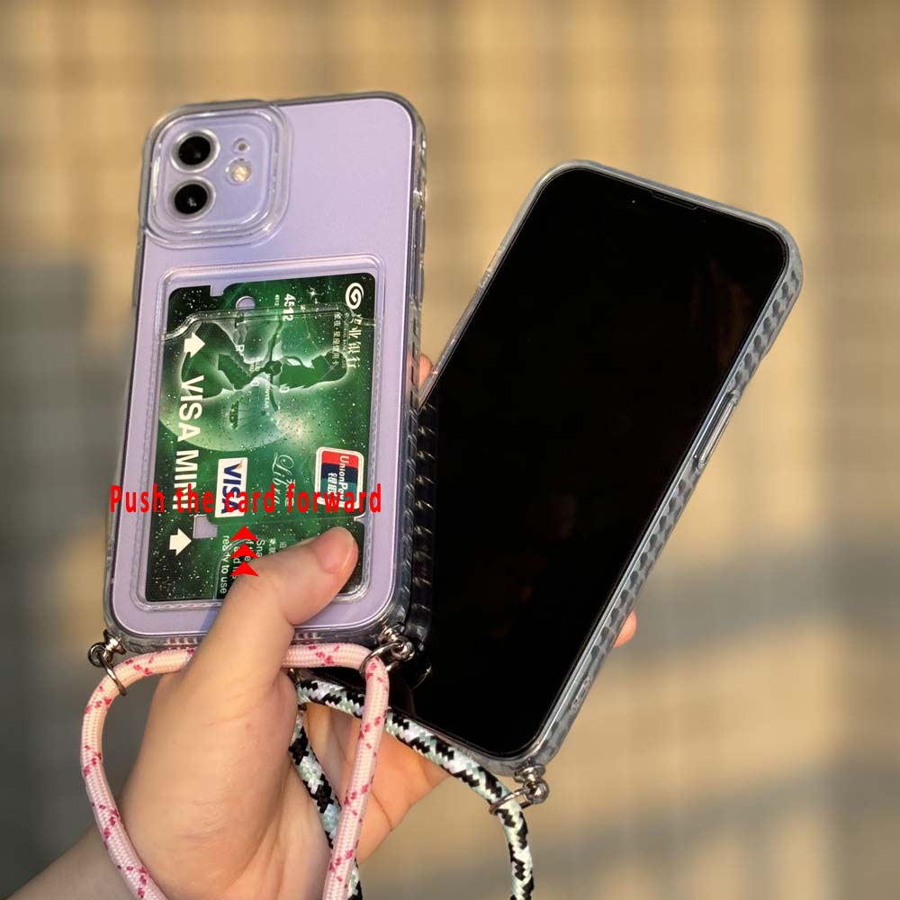 Funda Poco X7 Pro Crossbody Lanyard Cord Silicone Transparent Case For Xiaomi Poco X7 Necklace With Strap Card Slots Cover
