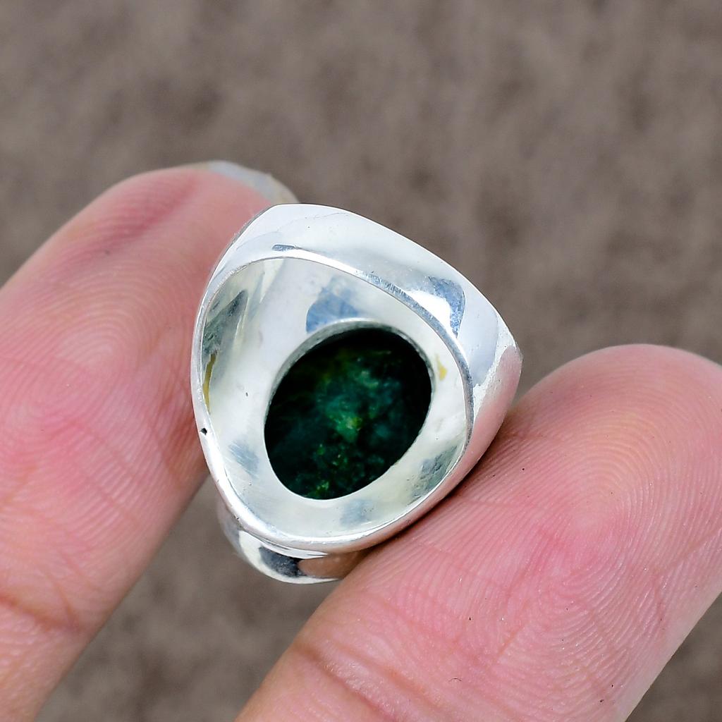Green Jade Genstone Handmade 925 Sterling Silver Jewelry Ring Size 6 KKG-499