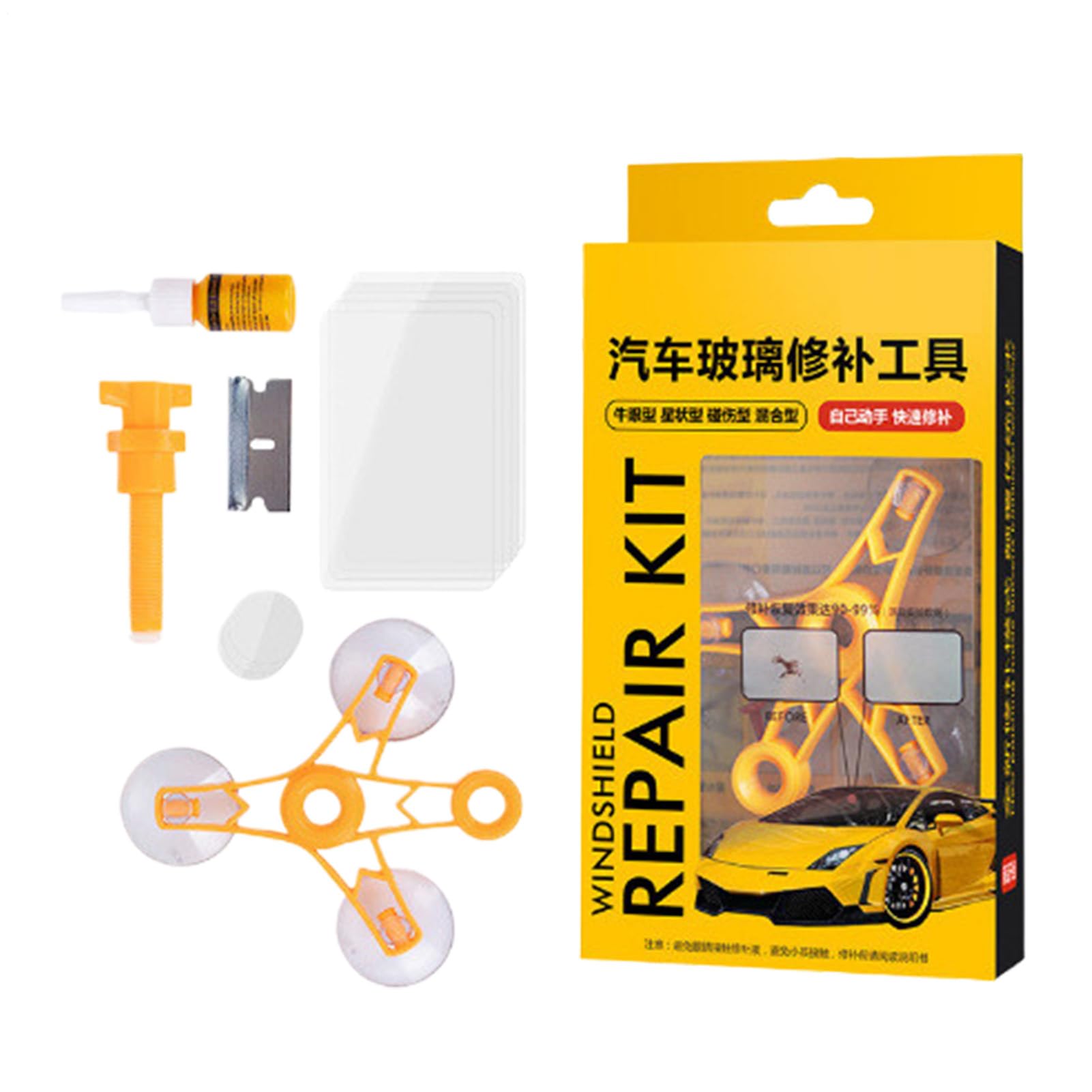 

Набор для ремонта лобового стекла, Ремонт царапин на автомобиле и камнях, Набор для ремонта лобового стекла, Для трещин, Коровья Please refer to the description