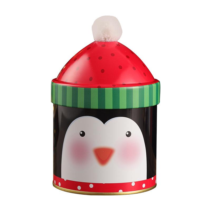 Christmas Cute Candy Box Santa Claus Elk Snowman Storage Jar Gift Packaging Personalized Christmas Hat Iron Box