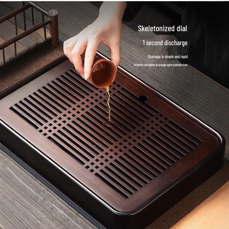 Bamboo Rectangular Tea Tray with Drainage