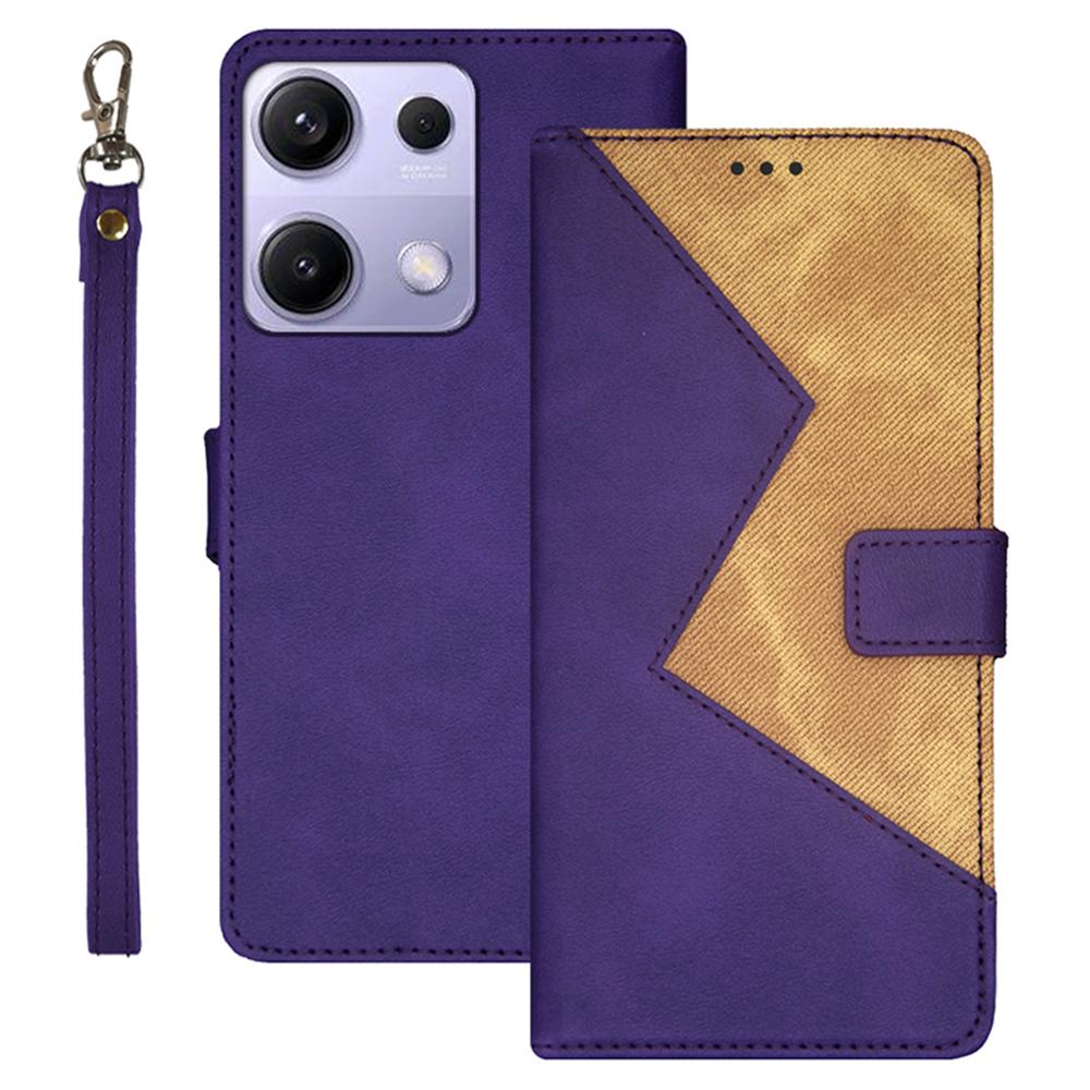 IDEWEI For Xiaomi Redmi Note 14S 4G Case Card Slots Splicing Color Leather Phone Cover with Wrist Strap
