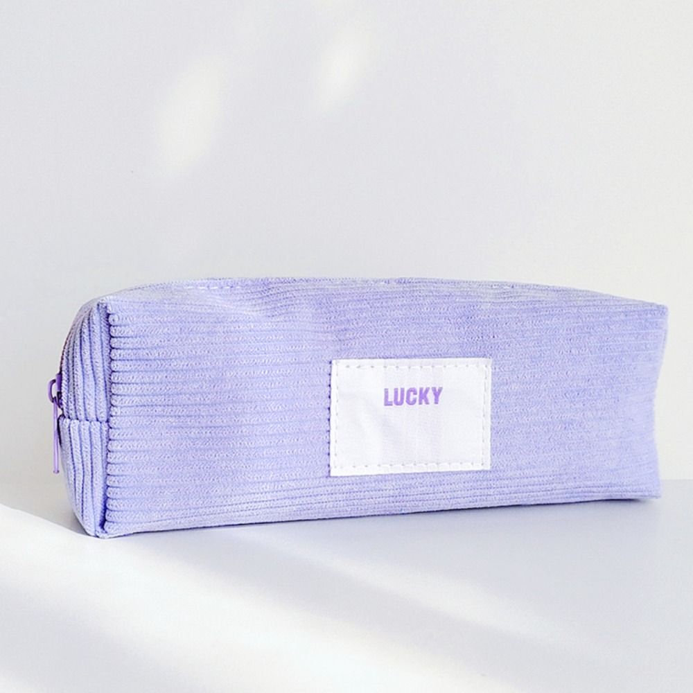 High Quality Corduroy Pen Bag Zipper Stationery Stationery Storage Bag Candy Color Pen Box
