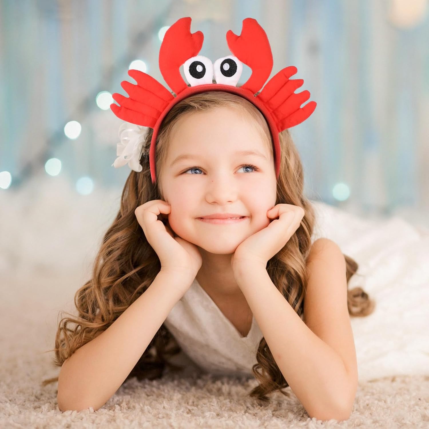 Kisangel Plush Crayfish Headband with Claws - Ocean Animal Photo Booth Props for Cosplay Party Role Play