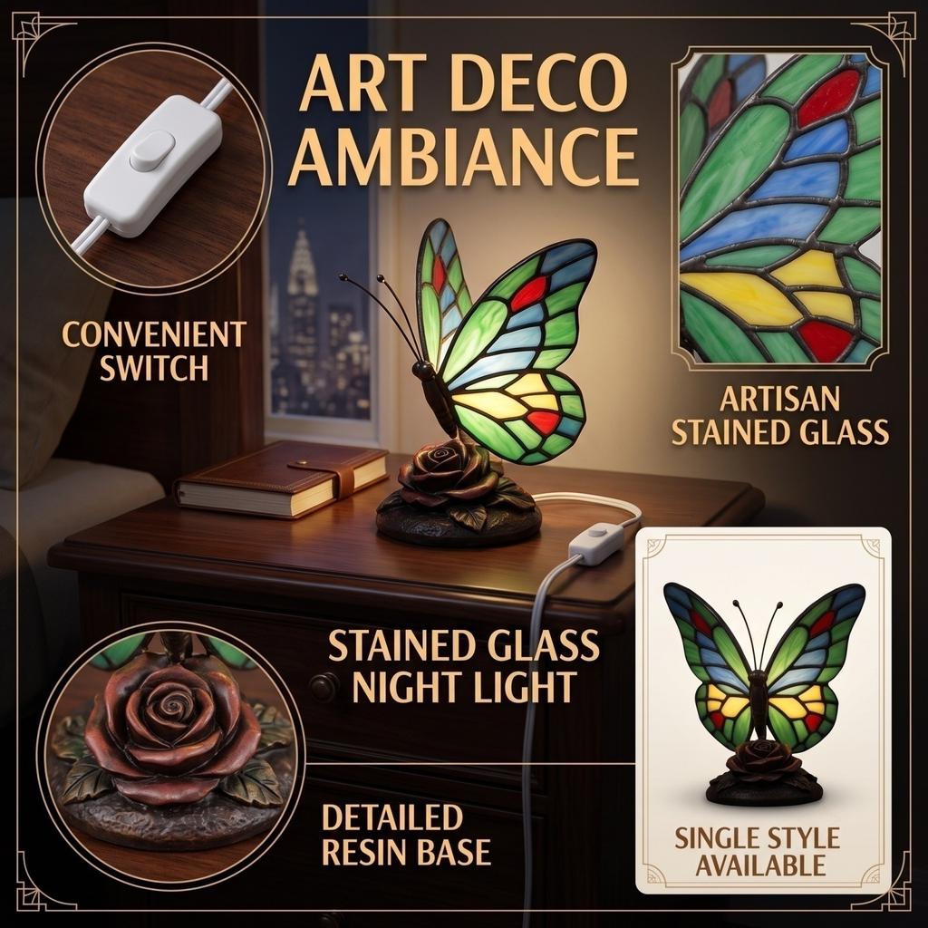 Resin Butterfly Night Light, Decorative Desk Lamp for Bedroom, Nursery, Living Room