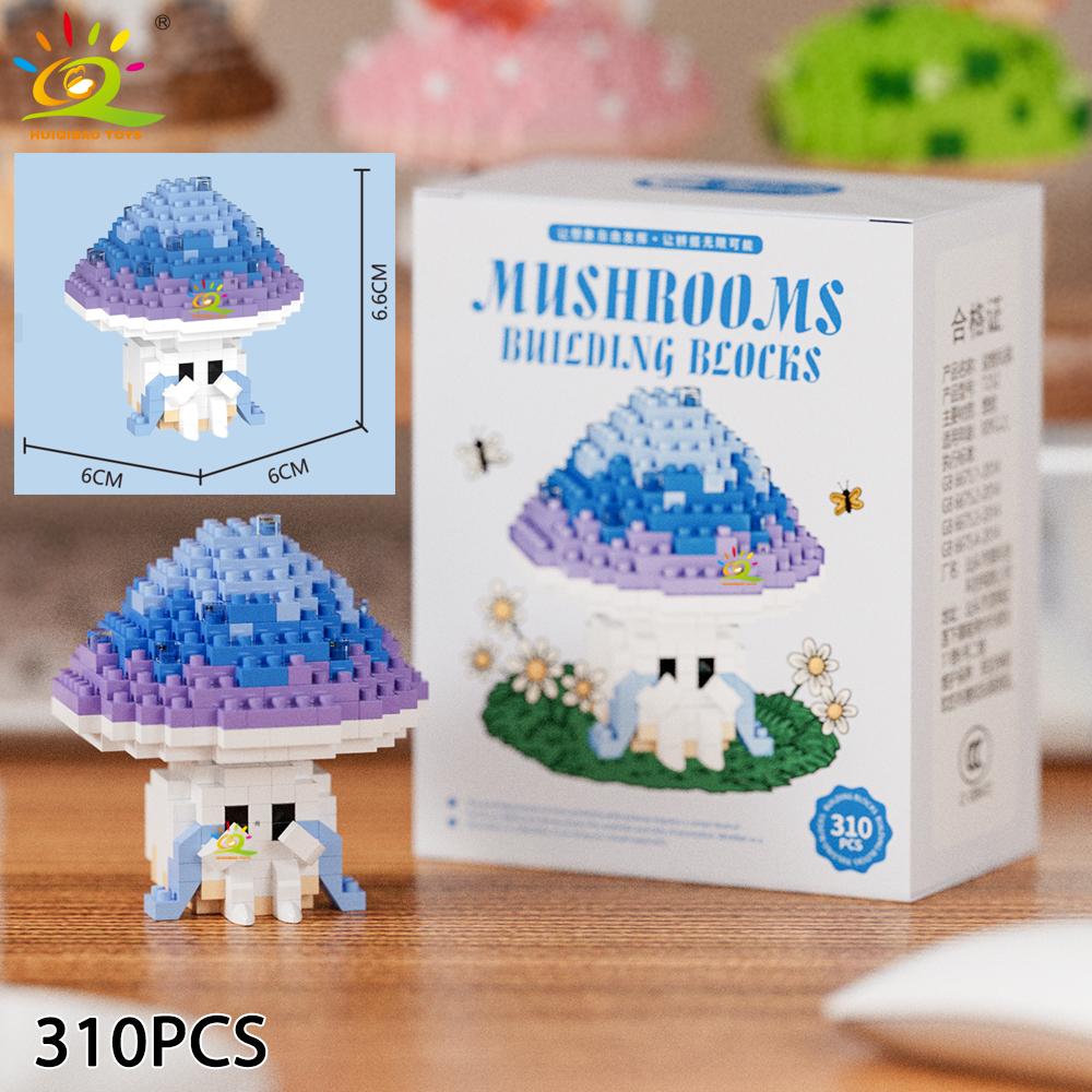 

Custom Build Cute Mushroom Bouquet Potted Plant Micro Creating Modules Model DIY Home Desk Decoration Brick Toy Suitable For Kids with box