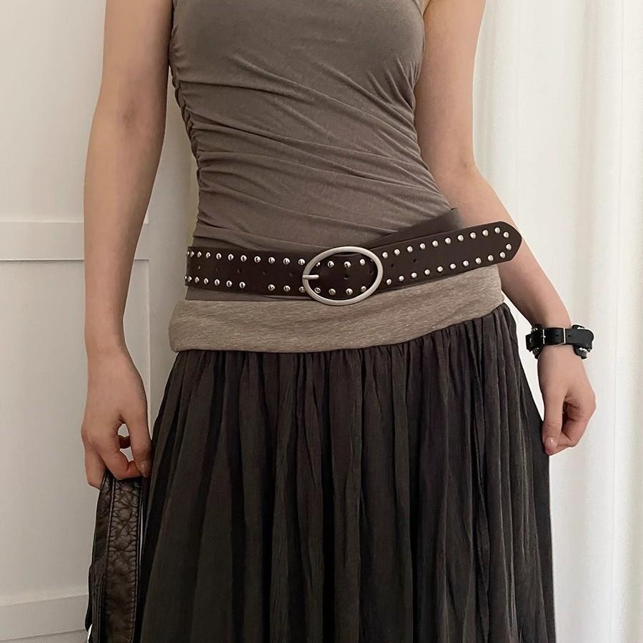 Punk Fashion Pu Leather Belt With Metal Pin Buckle For Women Summer 2025