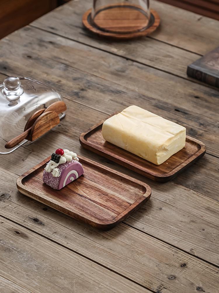 Wooden Cheese & Butter Box with Glass Cover - Snack Tray & Baking Tool