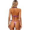 Biquíni Maiô Feminino Brilhante Metálico com Cadarço Top Triângulo Sem Bojo Fio Dental 2 Peças Lingerie