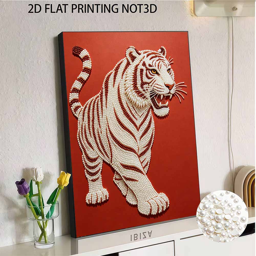 DIY Pearl Diamond Art Painting Kits for Adult and Beginners, Majestic Tiger Sparkling Painting Craft Home Wall Decor Handmade Gift