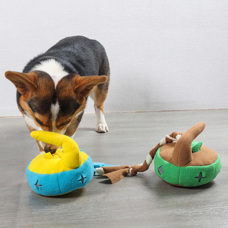 Interactive Dog Toys Funny Dog Sounding Toy Bite-resistant Pet Chew Toy Curling Shape Dog Toy Puppy Hiding Food Training Toys
