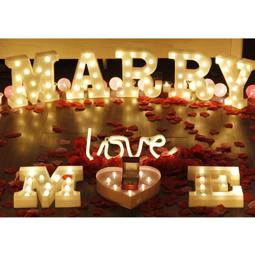 Alphabet Led Light Standing Letters Sign with Shining Bulbs Night Lamp for Birthday Christmas Wedding Home Party Bar Decoration