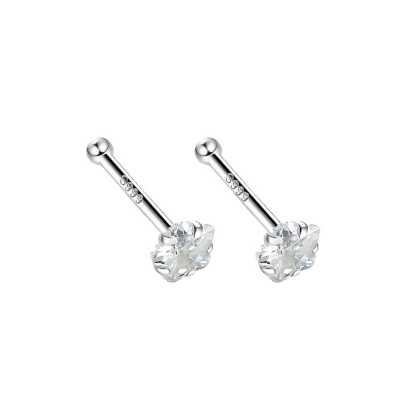 S999 Pure Silver Minimalist Women's Earrings – Small Bean Ear Bone Studs, Anti-Blocking Design for Commuting