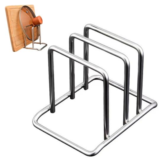 Cutting Board Stand Stainless Steel Countertop Organizer Space-Saving Chopping Board Holder for Pot Lids Bakeware Cookie Sheets Storage