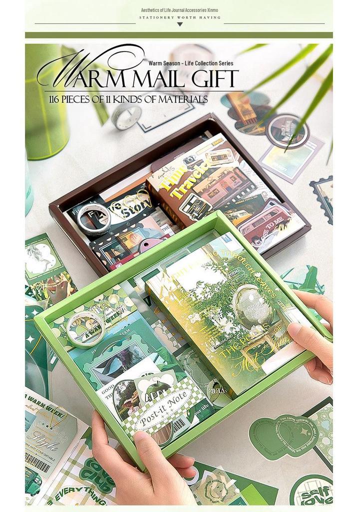 Tijdreiziger Bullet Journal Cadeauset: A6 Ruitjesboek met Artistiek Retro Design - Warm Seizoen Collectie