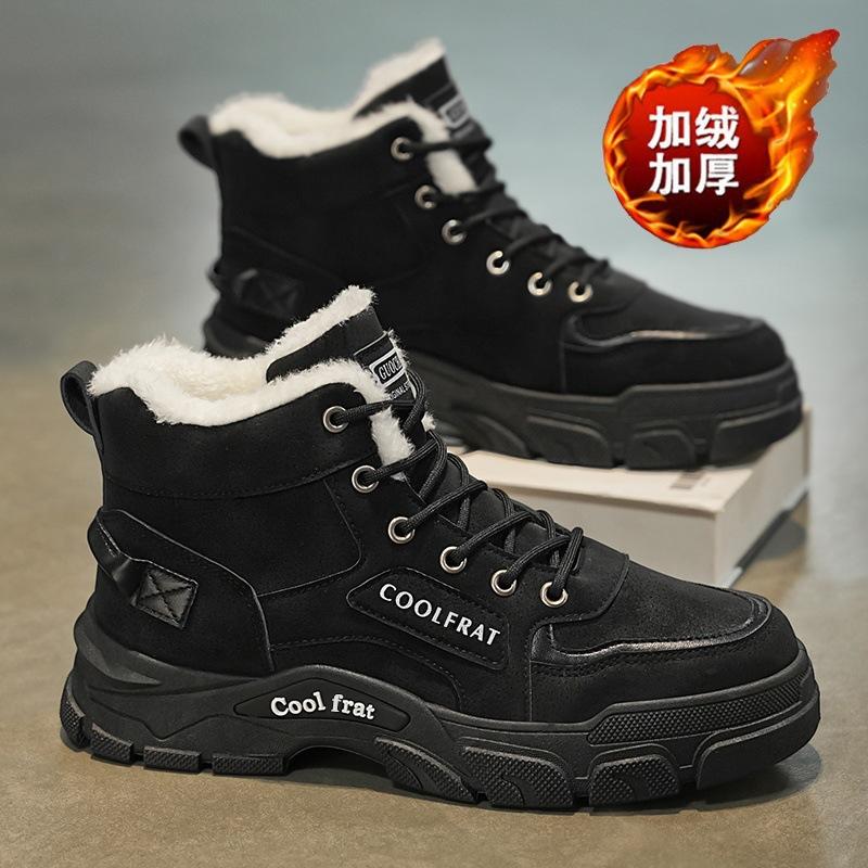 

Winter velvet high-top Martin boots men s thick-soled non-slip thickened warm cotton shoes short boots outdoor shoes 44
