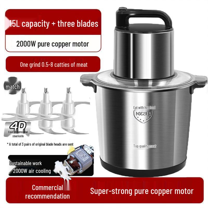 High-Power Multifunctional Food Processor: Electric Mincer & Mixer for Large Capacity