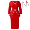 Women Elegant Solid Ruffle High Waist Bodycon Pencil Office Dress