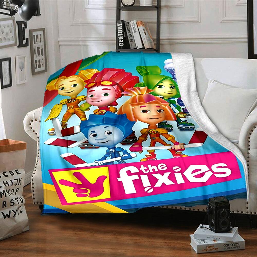 Colorful Fixies Cartoon Characters Flannel Blanket Super Soft Warm Cozy Blanket for Sofa Bed Office Travel All‑Season Home Decor Gift