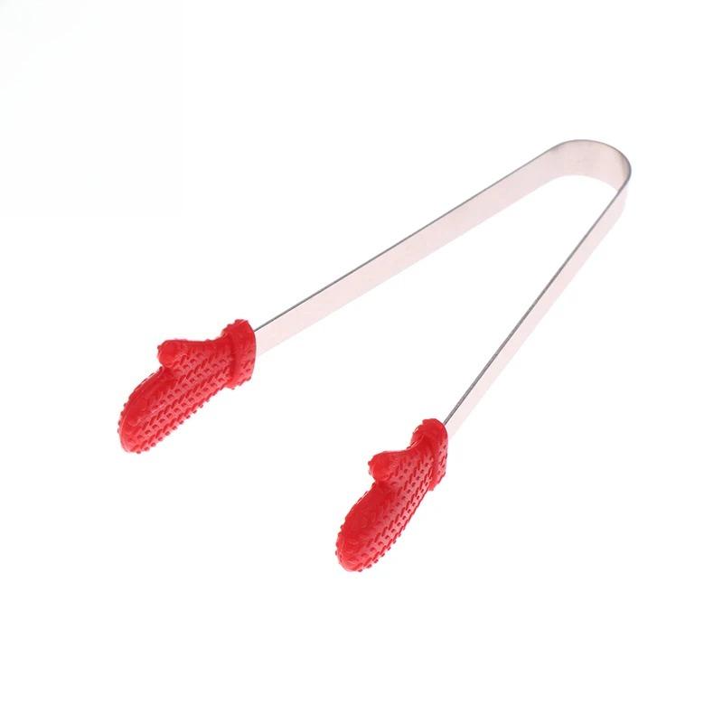 1PC Mini Silicone Food Clips Stainless Steel Handle Palm Stainless Steel Lovely Antiskid Snacks Tweezers Not Nirty Hand Tools